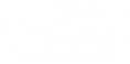 Logo with the word STRATIS in large capital letters, featuring two curved lines resembling a streamlined design above the text. The image background is light, and the text is white.