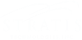 Logo with the word STRATIS in large capital letters, featuring two curved lines resembling a streamlined design above the text. The image background is light, and the text is white.